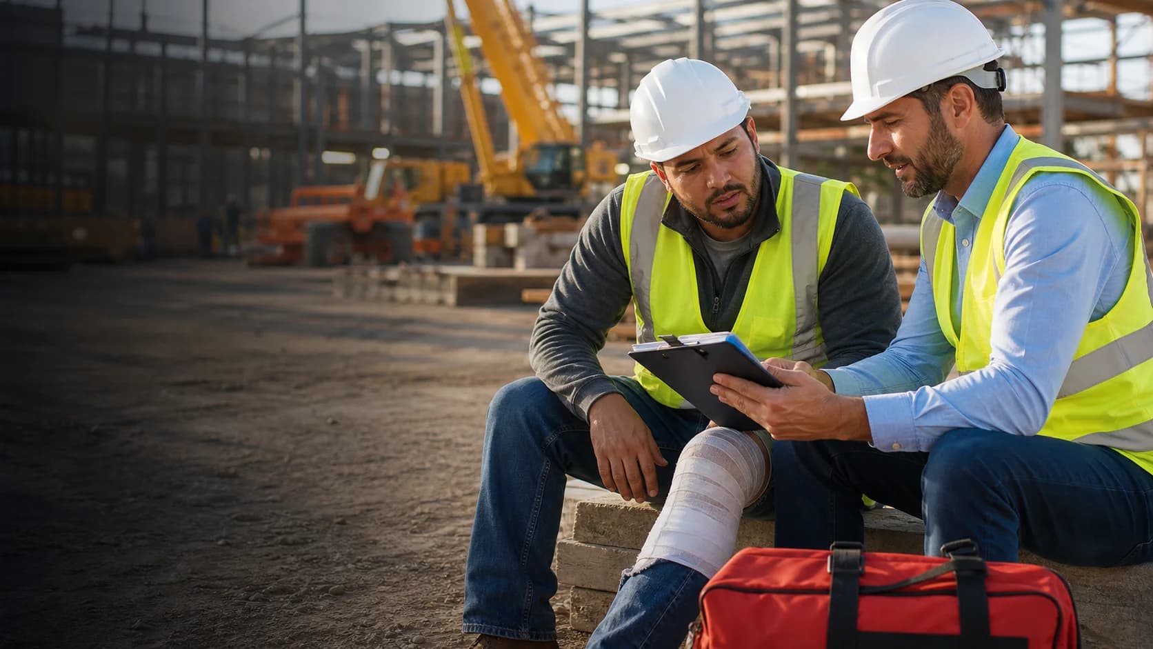Injured construction employee receiving field-level recovery support